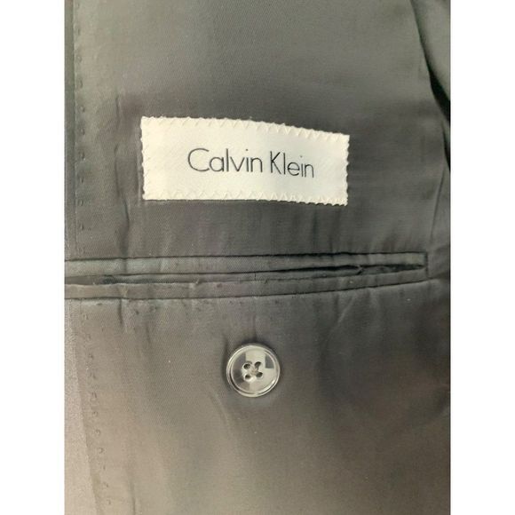 Mens Calvin Klein Size 46R Wool Blazer Suit Coat Jacket Black 5176 - Picture 6 of 8